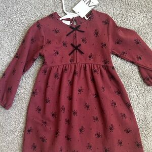 Zara Burgundy Floral Kids Dress